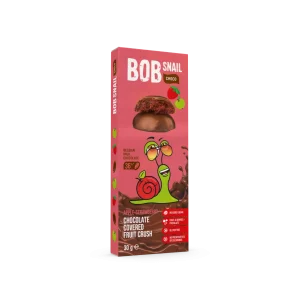 Umplutură de mere-căpșună învelită în ciocolată belgiană cu lapte 30g